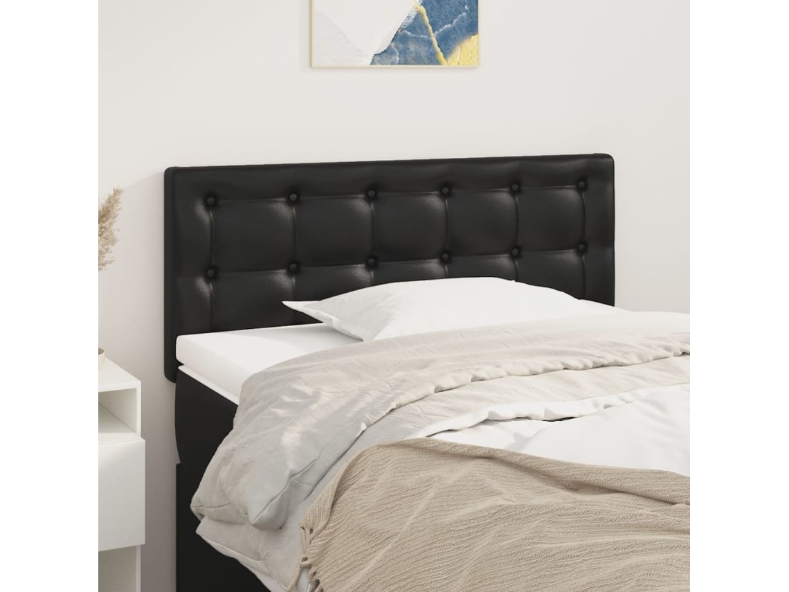 Cabecero De Cuero Sintético Negro 90x5x78/88 Cm