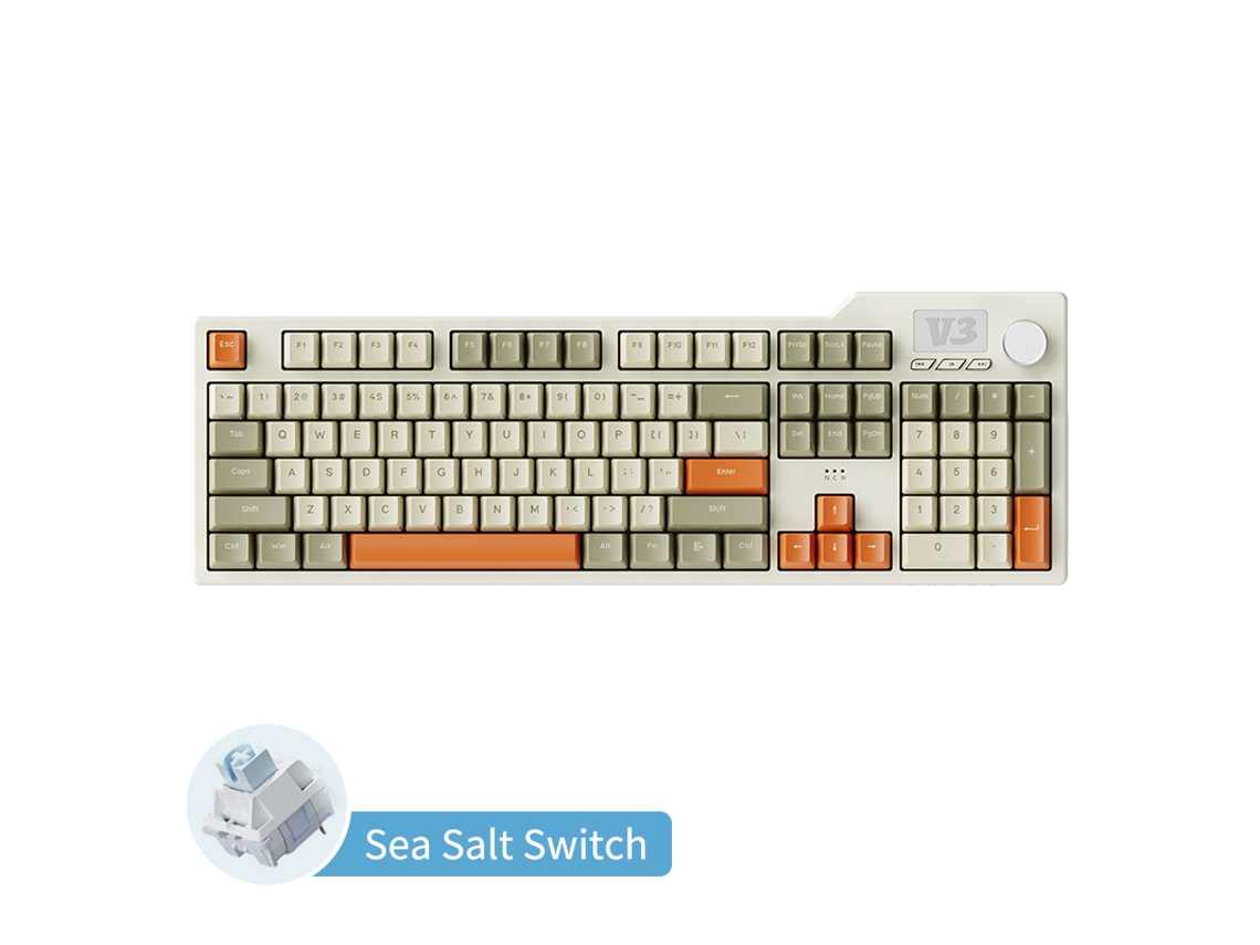 Teclado mecánico para juegos AJAZZ AK35I V3, teclado de taller, eje de sal, gris arroz, naranja, luz blanca con cable
