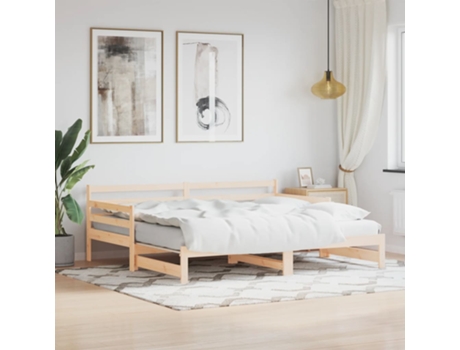 MAISON EXCLUSIVE Cama Nido Madera Maciza de Pino Metal Marrón (90x190cm)