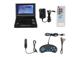 Reproductor De Dvd Portátil De 7 Pulgadas Con Pantalla Giratoria, Batería Recargable, Mando A Distancia Y Controlador De Juegos Para Coche.