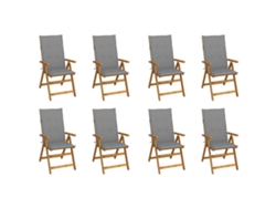 Sillas de jardín plegables DKD Home Decor de 8 piezas con cojines, madera maciza de acacia