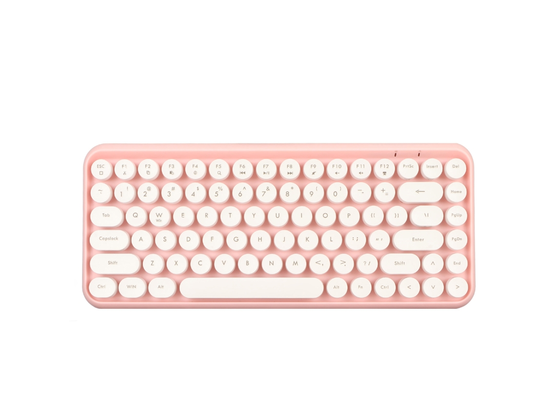 Baoj-2026teclado Sem Fio Bluetooth Com 84 Teclas Retrô Com Teclas Redondas Para Ios Os X Windows Android Computador Telefone
