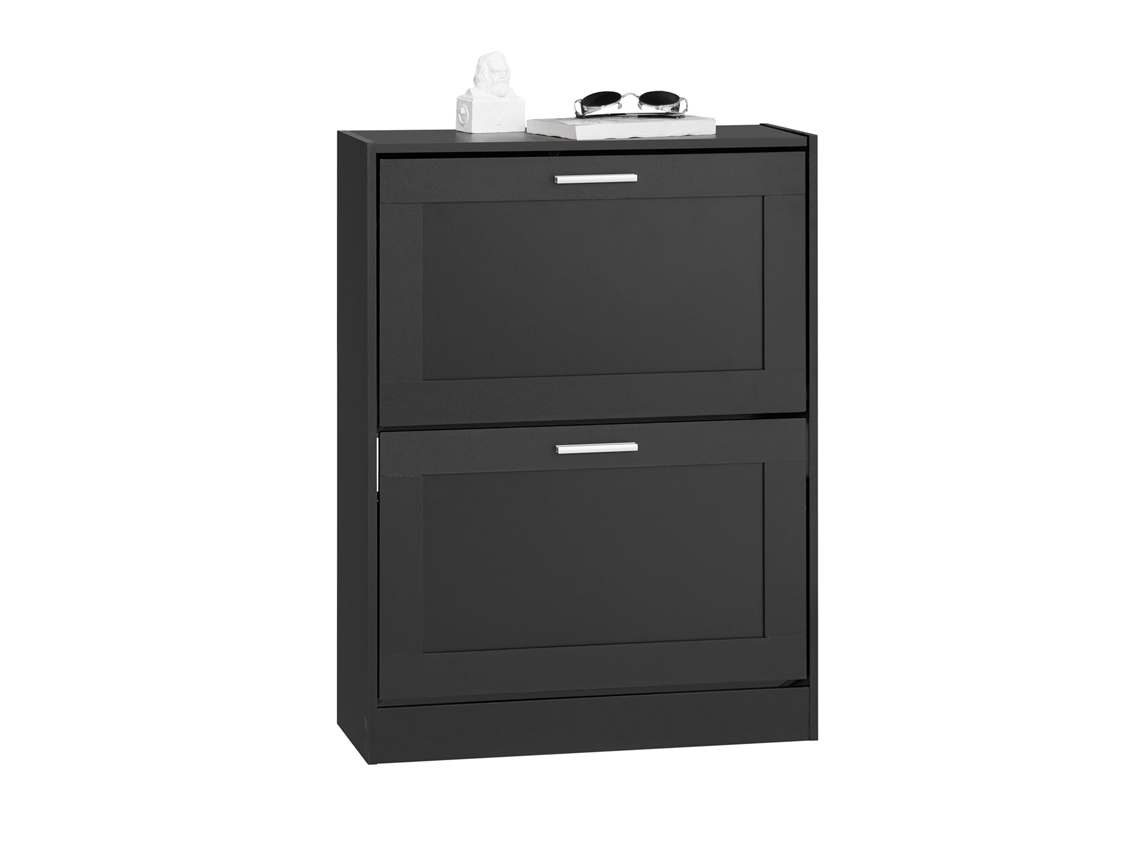 Zapatero estrecho Fsr137 Sch con 2 solapas, 60 x 25 x 80 cm, color negro Sobuy