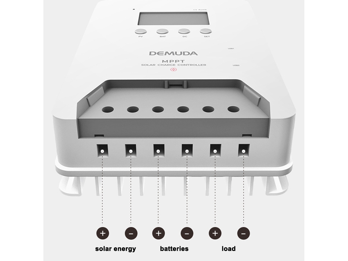 Controlador De Carga Solar Mppt De 30 A Y 12 V/24 V Con Regulador Inteligente, Pantalla Lcd Y Puertos Usb Para Baterías De Plomo-ácido, Litio Y Lifepo4.