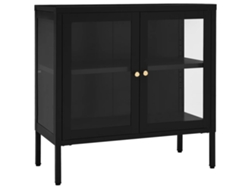 Lovely Home Aparador 70X35X70 Cm Cristal y Acero Negro