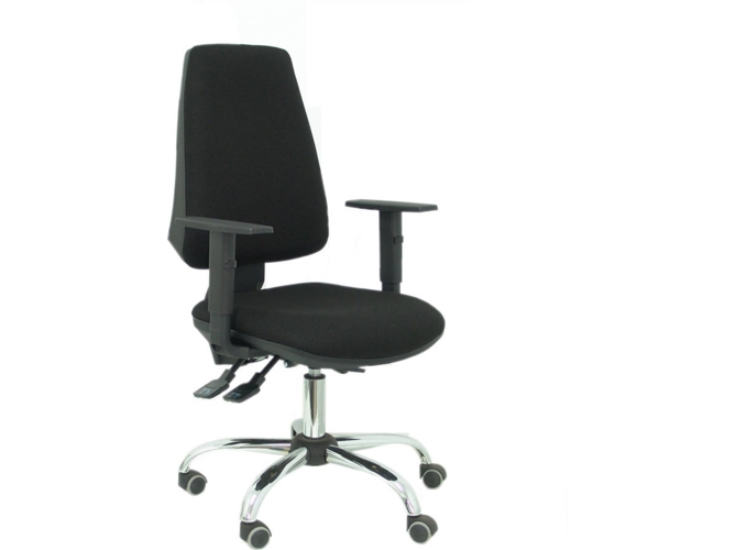 Silla de Escritorio Operativa PYC Elche S24 Negro con ruedas antiarañazos (Brazos Ajustables - Tejido)