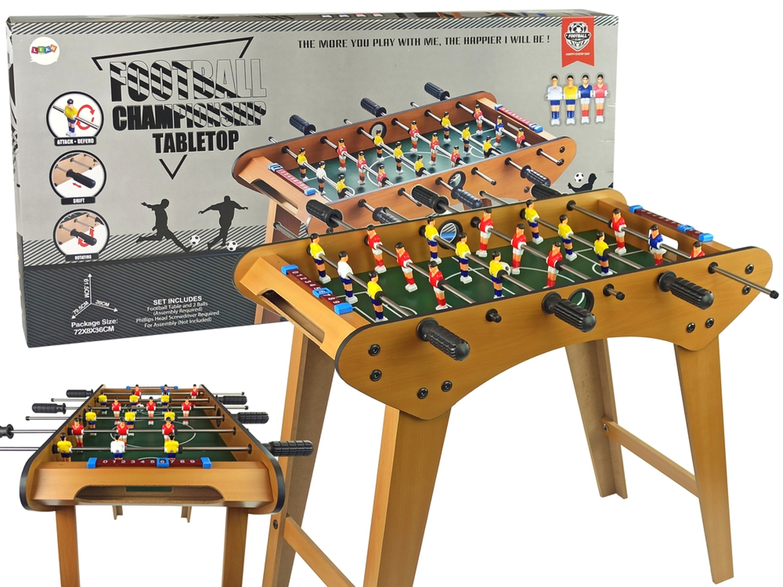LEAN Toys Mesa de futbolín grande de madera - Juego clásico para niños y familias