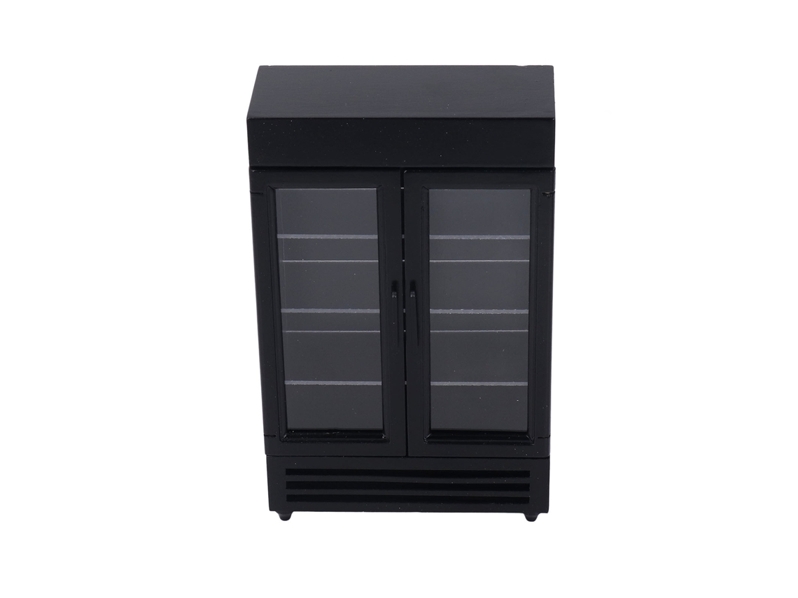 Mini Refrigerador De Madera Para Casa De Muñecas 1:12, Simulación, Color Negro.