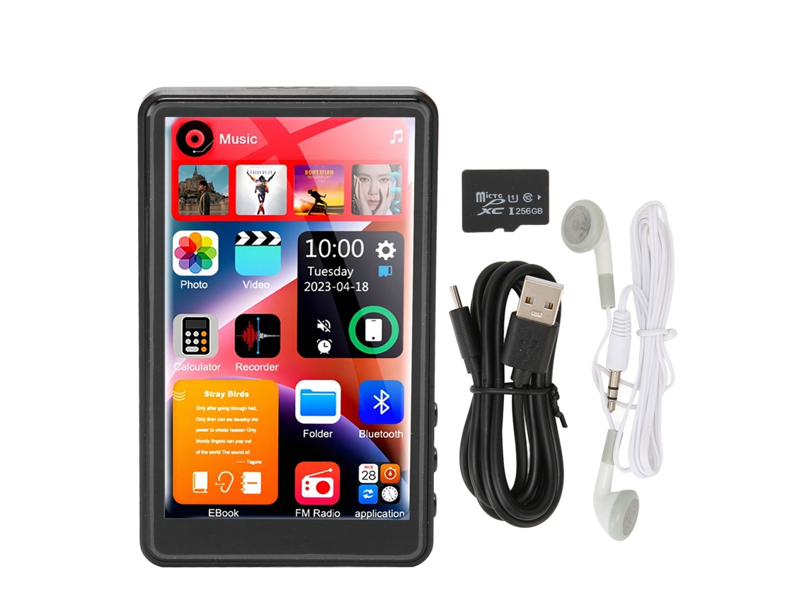 Reproductor MP3/MP4 Bluetooth Yizhood X20 de 4.0 pulgadas con memoria integrada de 16 GB (TF de 256 GB, negro)