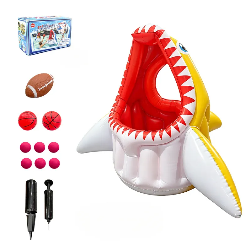 Juego inflable 3 en 1 para lanzar tiburones para niños. Czhhmart Amarillo