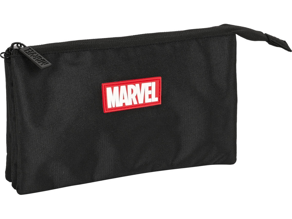 Estuche Triple MARVEL Negro (22 x 12 x 3 cm)