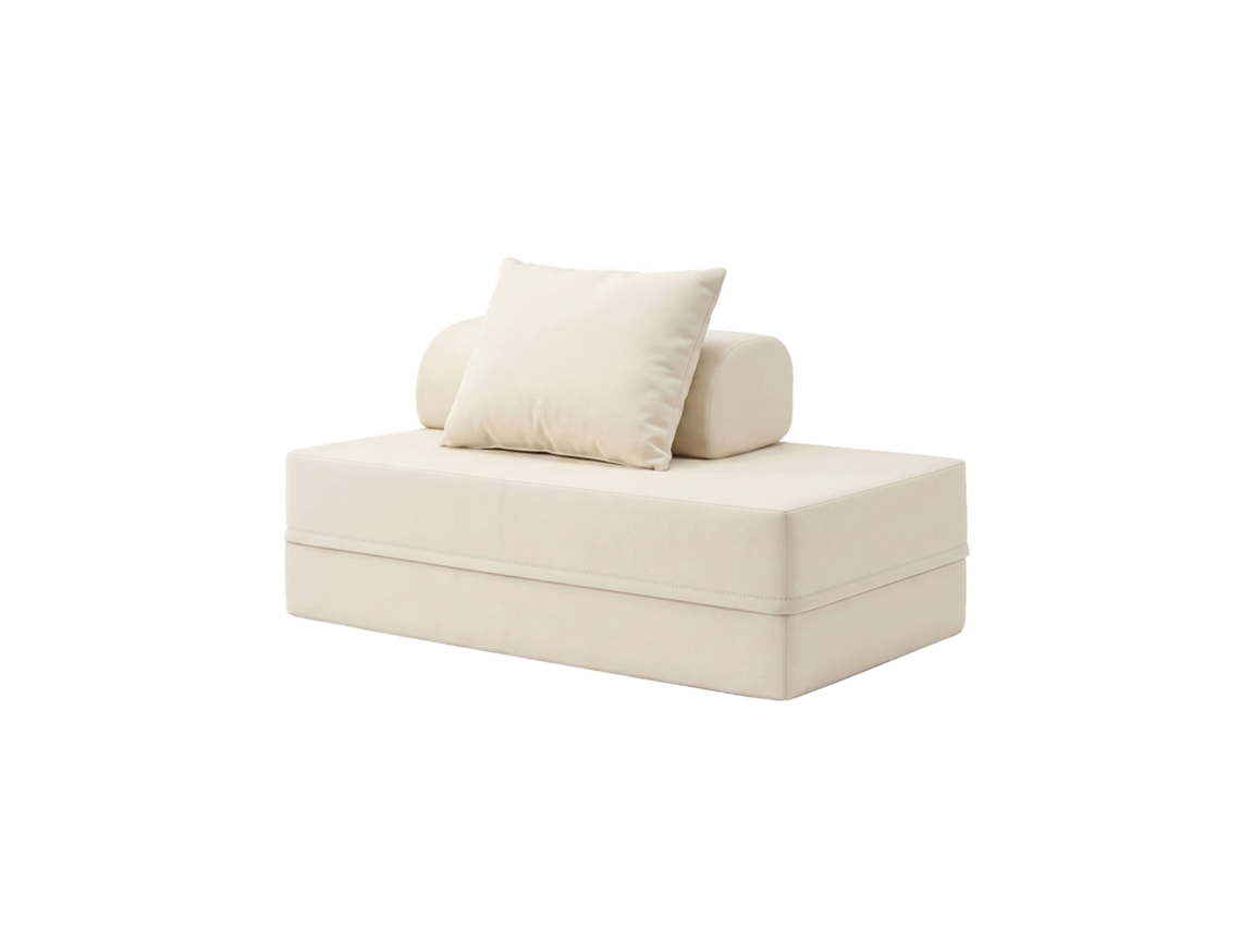 Sofá Modular 2 Lugares Convertible Liso Beige