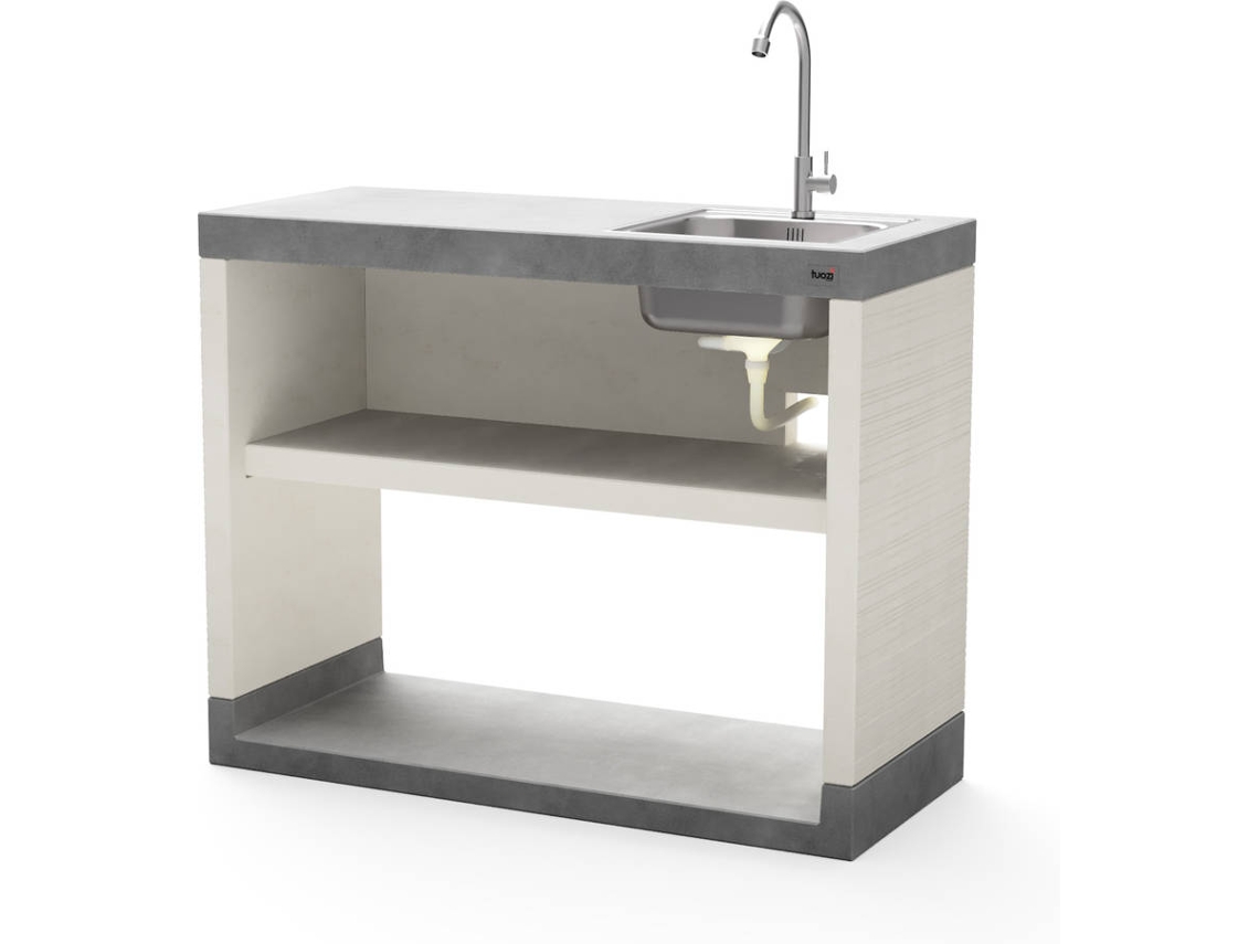 Módulo para Barbacoa TUOZI Plan/Venit 2 con fregadero y grifo (Blanco, Gris - 110x47x88cm)