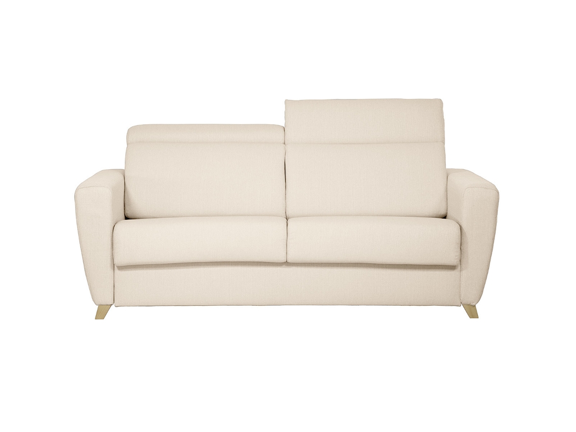 Sofá Convertible 3 Plazas con Reposacabezas Ajustables Beige Goya Miliboo