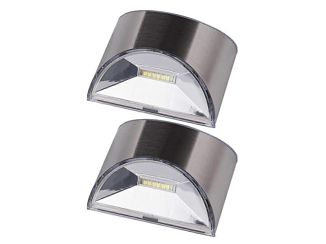 Rebe-2 Lámparas De Pared Exteriores Solares Antiparabólica Led Para Jardín Patio Fence Ip44 50lm 6-8h 10x8x5.3cm Plata