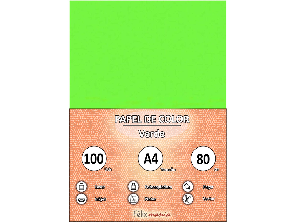 80Gr A4 Papel Verde 100 Hojas