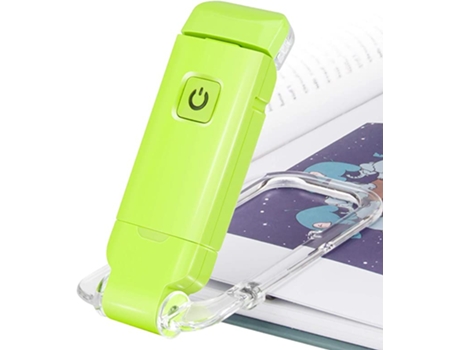 Lámpara de Lectura Clip LED KINSI Recargable por USB, 2 Configuraciones de Brillo para Protección de los Ojos (Verde)