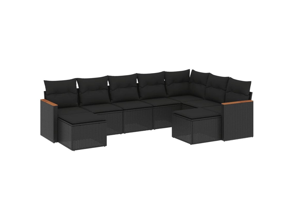 Maison Exclusive - Set De Sofás De Jardín 8 Piezas Y Cojines Ratán Sintético Negro