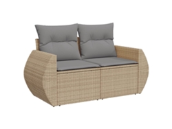 Maison Exclusive - Sofá De Jardín Con Cojines De 2 Plazas Ratán Sintético Beige