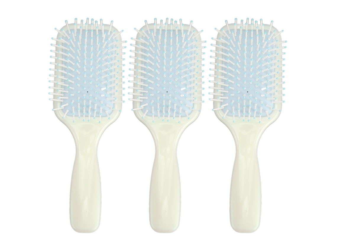 3pcs Cepillo De Pelo De Pala Silicona Masajeador Portátil Desenredante Para Mujeres
