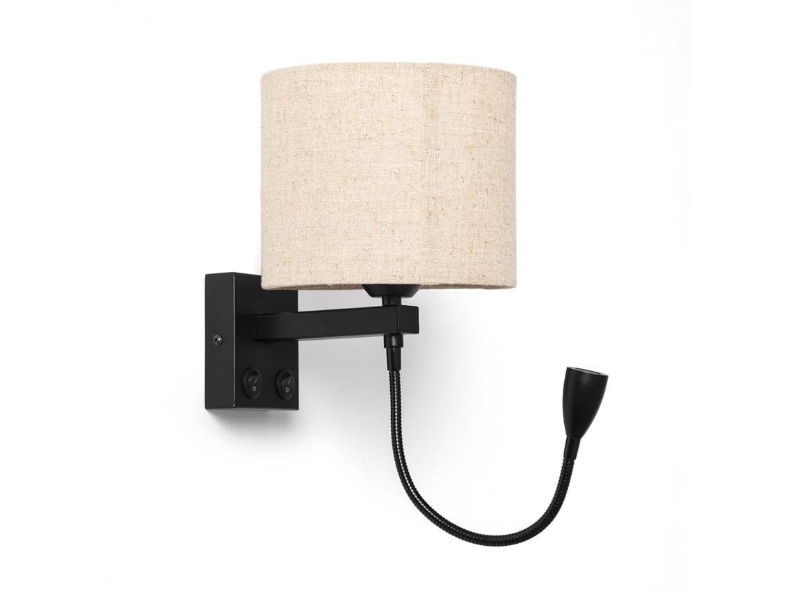 Aplique con Luz de Lectura 2,5W Metal Negro-Kianga Beige LEDKIA