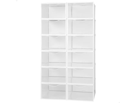 Pack 12 cajas zapatos plástico apilables y antivuelco MAX HOME