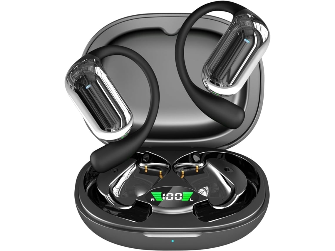 Auriculares YEMAESRE Bluetooth con gancho para la oreja y micrófono con cancelación de ruido para deportes/entrenamiento/correr