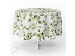 Mantel Hule Redondo Hojas Verdes Impermeable Antimanchas PVC Ø140 cm Uso Interior y Exterior ORYX