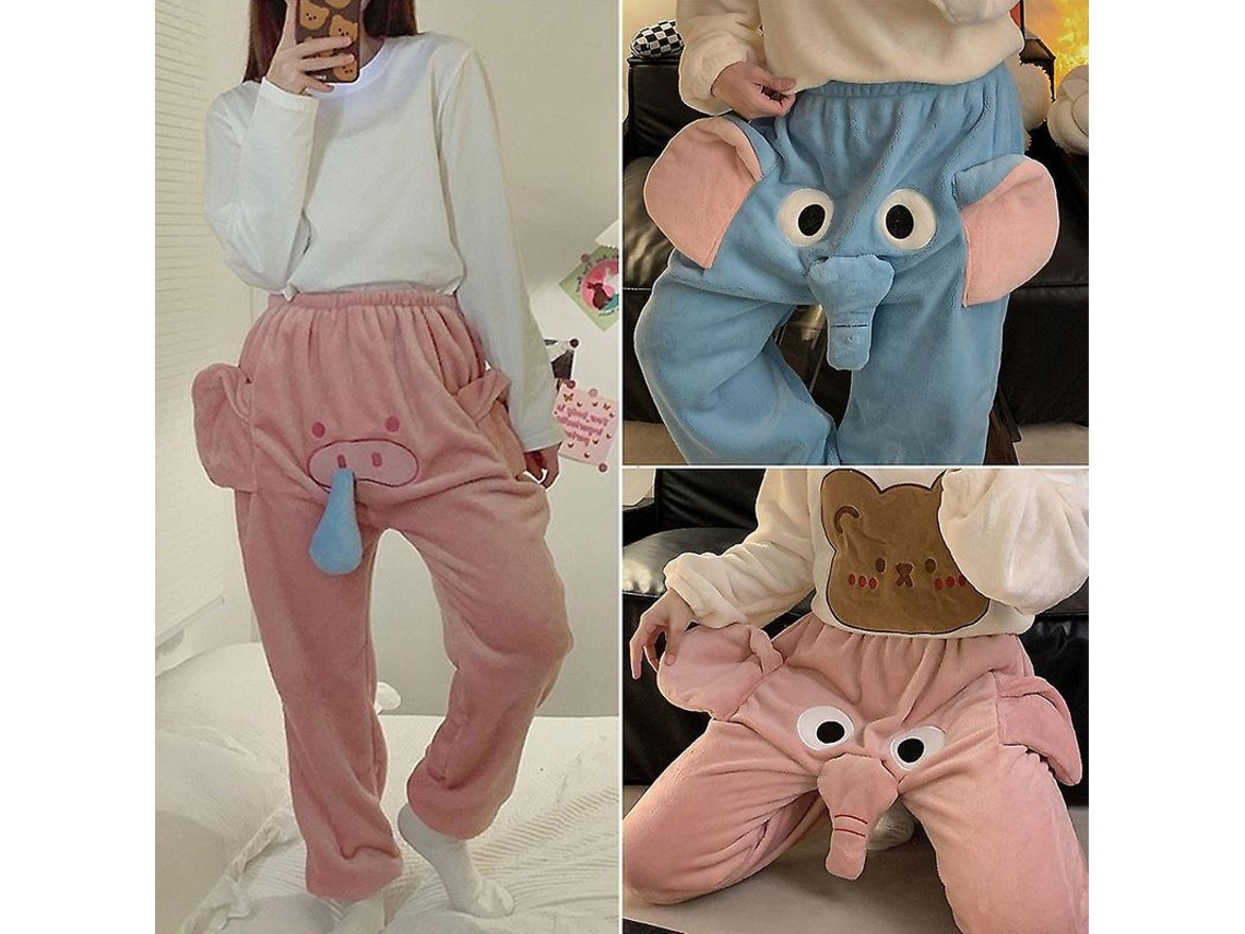 Braguitas De Franela Con Estampado De Elefante/cerdo En 3d Para Hombre Y Mujer, Ideales Para Parejas, Perfectas Para El Invierno, Cálidas Y Cómodas. Regalo Perfecto.