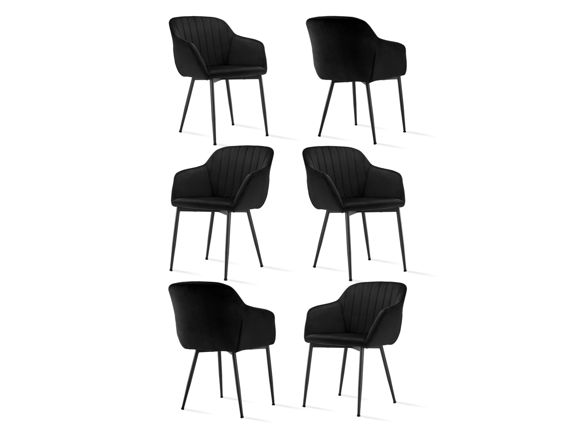 Sillas De Comedor Goeurvant 711(pack De 6, Negro, Terciopelo)