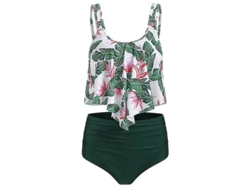 2026-traje De Baño Tankini Para Mujer Con Volantes Y Cintura Alta Bikini De Playa Polyester Relleno