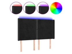 Cabecero Con Led VIDAXL Negro Terciopelo (147x16x128 cm)
