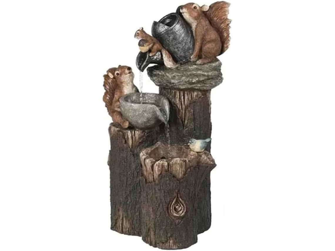 Estátua de Fontana de Esquilo em Resina para Decoração de Jardim Rustico e Campestre