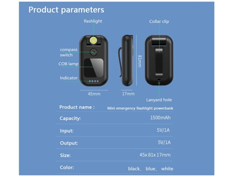 Linterna compacta pequeña, portátil, alimentada por batería, ángulo de haz ajustable de 180 grados, carga de emergencia (negra) CHRONUS