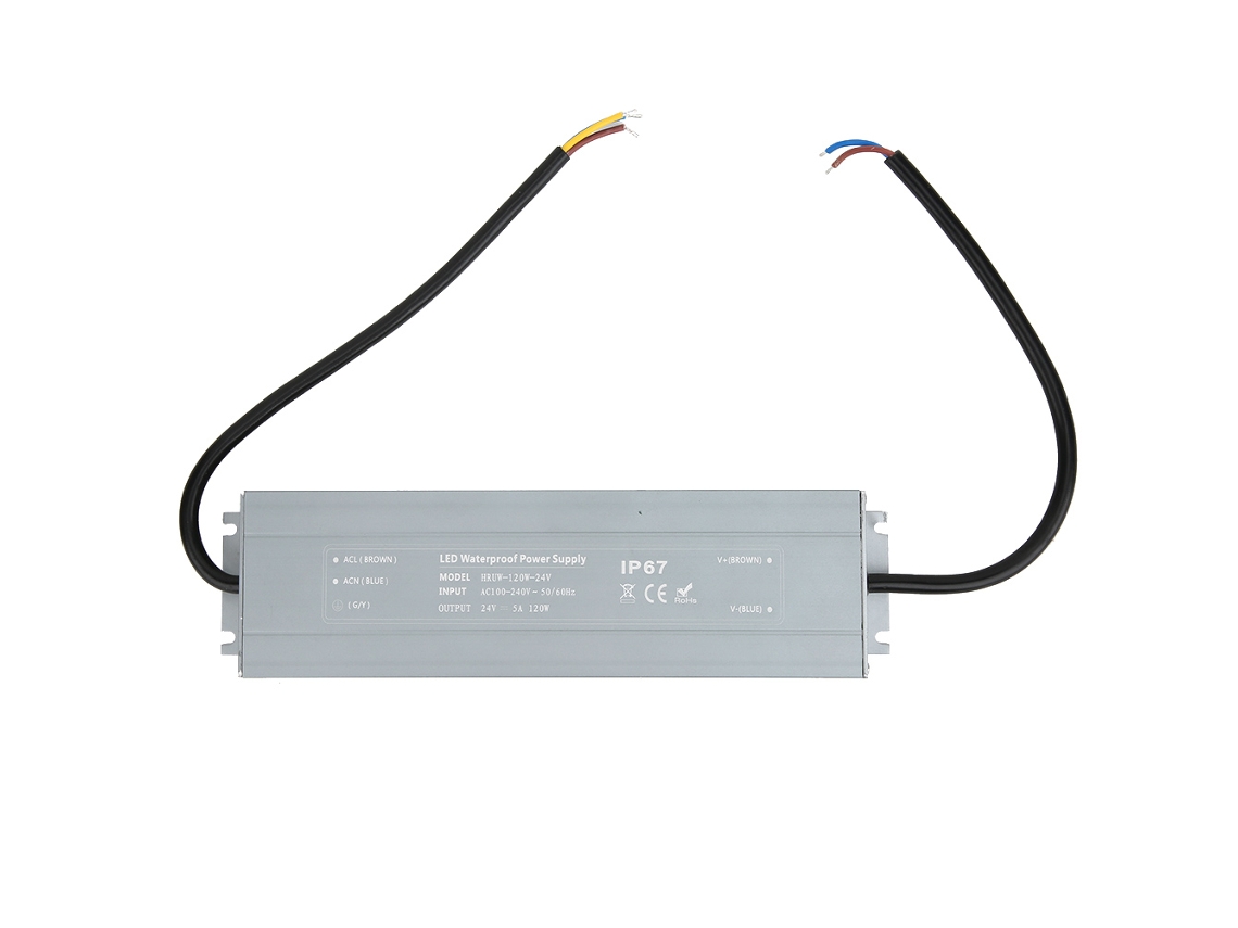 Fuente De Alimentación Led De 120 W Y 24 V, Ip67, Resistente Al Agua, Transformador Controlador, 100-240 V Ca