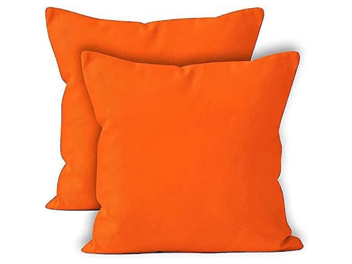 Capas de Almofada 2un Laranja Algodão Canvas Colorido com Zíper Invisível (60x60cm)