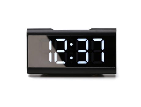 Reloj electrónico con espejo de cristal silencioso para oficina en casa con pantalla de reloj digital LED de escritorio