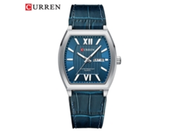 Relógio Masculino À Prova D'água Com Pulseira De Couro (azul X Branco X Azul) E Calendário Duplo. Relógio De Pulso Casual De Couro Para Casais.