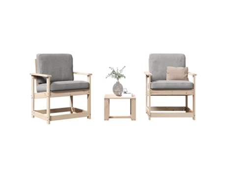 Conjunto 3 de muebles de jardín VIDAXL madera maciza de pino