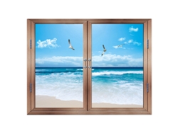 Pegatinas de pared de la naturaleza, bosque y lago, ventana 3D removible Kofihety