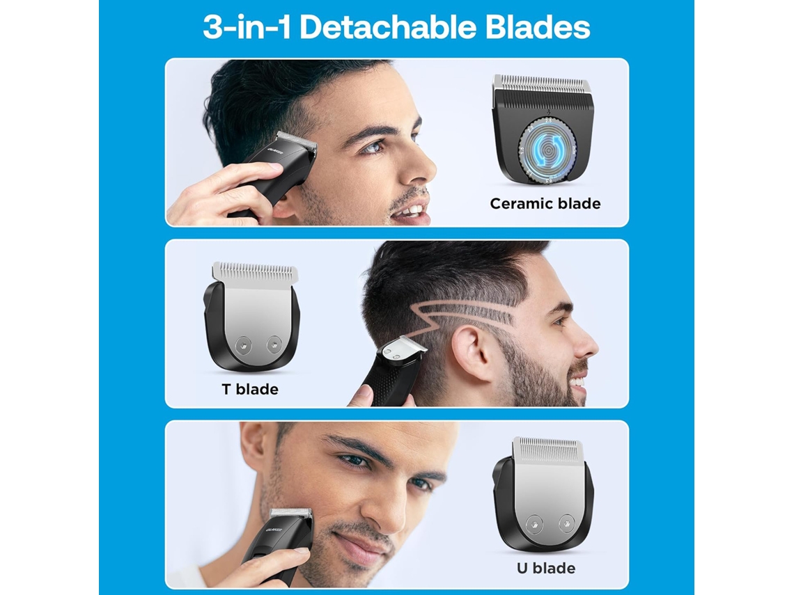 2026-glaker Cortadora De Pelo Inalámbrica 2 En 1 Para Hombres Con 10 Protectores Y Cuchillas Desmontables Kit De Afeitado Ideal Para Barberos Y Hogar