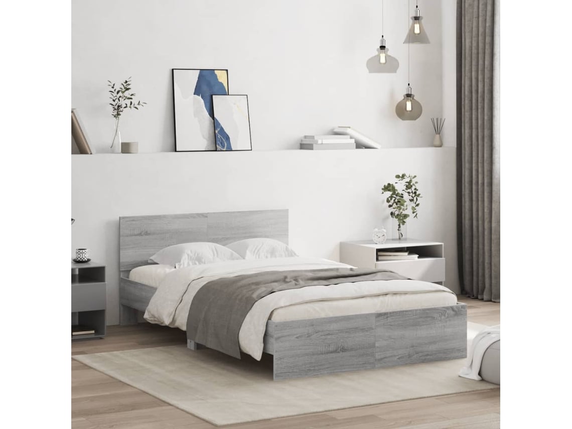 Estructura De Cama Con Cabecero Gris Sonoma 120x200 Cm