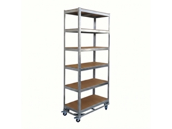 Estante Relaxdays P/ Cargas Pesadas C/ Rodízios, 209 X 90 X 40 Cm, 900 Kg, 6 Prateleiras, Aço, Encaixe, Prateada
