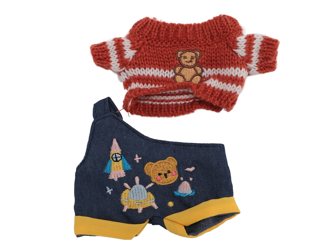 Ropa Para Muñeco De Peluche De 20 Cm - Mono Y Suéter Estilo Kpop - Accesorios De Algodón Marrón