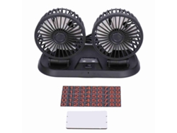Ventilador Eléctrico De Dos Cabezales Y Cinco Aspas Para Coche Con Usb, Rotación De 360° Y Pegatina De Aparcamiento.