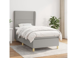 Cama Box Spring Con Colchón Tela Gris Claro 90x190 Cm