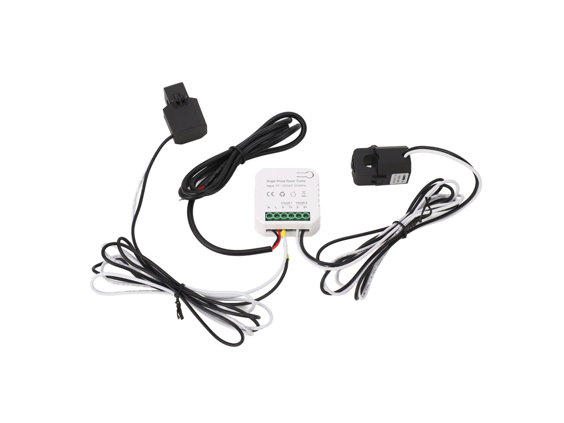 Monitor De Consumo Eléctrico Inteligente Wifi 2 Vías Zigbee Tuya 90-250vac 80a Ct Kwh