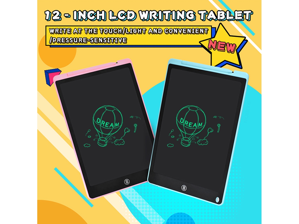 Tableta De Escritura Lcd De 12 Pulgadas Con Pantalla Monocromática Y Lápiz Para Niños Y Adultos - Rosa