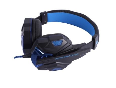 Auriculares para PC Auriculares estéreo para juegos con micrófono con cable Auriculares con luz LED azul Auriculares con cancelación de ruido Lia-7...