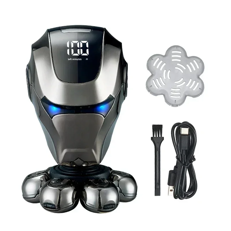 (Solo afeitadora) Afeitadora eléctrica recargable para hombres con cabezal flotante 7D para recortar la barba, el vello nasal y el vello de las orejas.